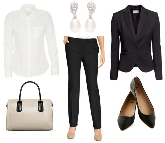 Business formal black pant suit