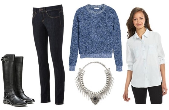 wearing button down under sweater