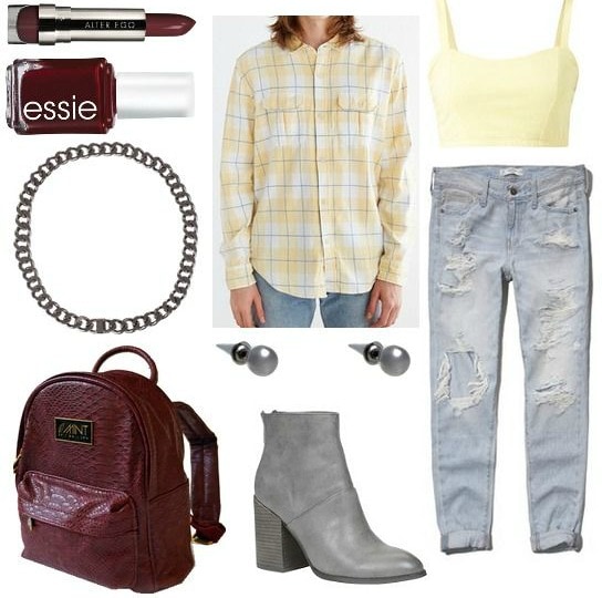 Canary yellow crop top and boyfriend jeans
