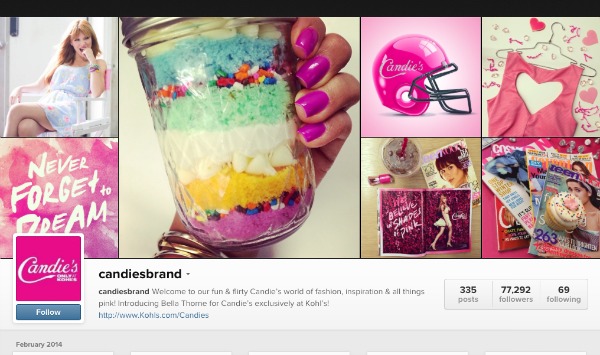 Candie's instagram account