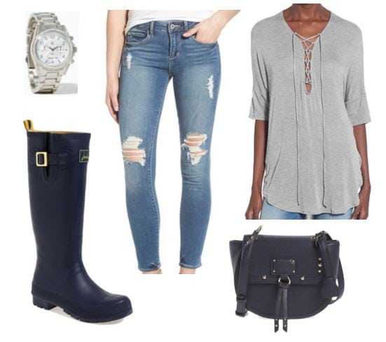 Casual look with rain boots