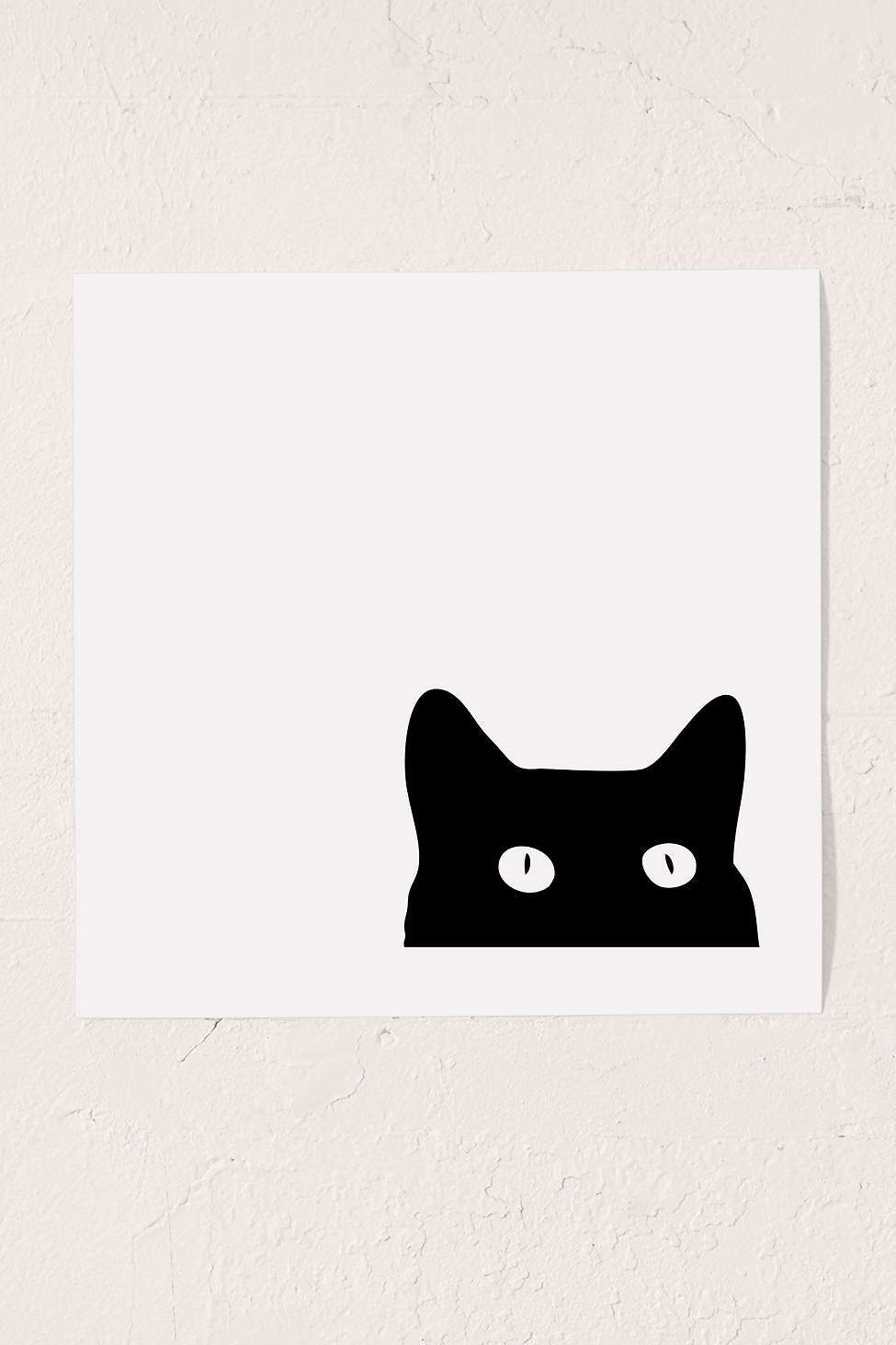 Black cat art print