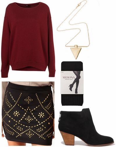 Cf fab find f21 studded skirt outfit 1