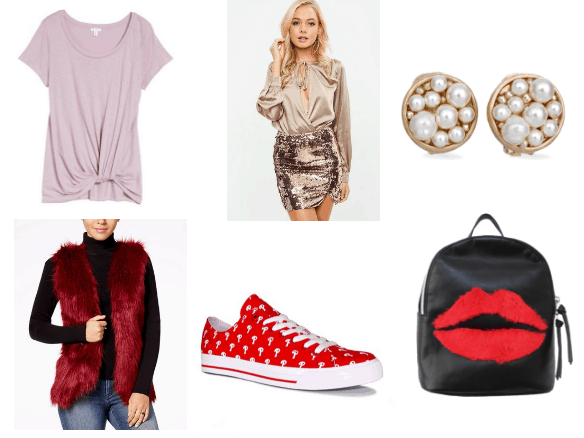 Chanel Oberlin and Jessica Rabbit inspired outfit with faux fur vest and sequin skirt