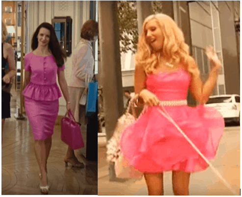 Charlotte York and Sharpay Evans wearing pink dresses