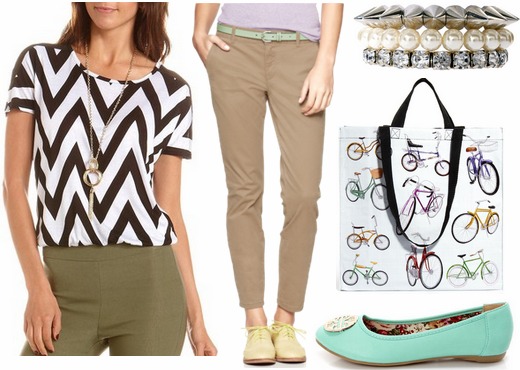 Charlotte russe chevron top, khakis, blue flats