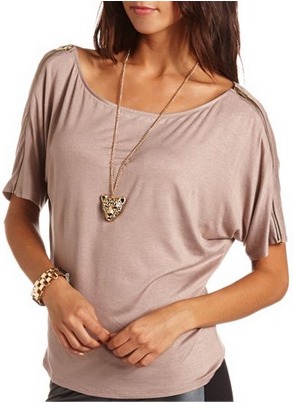 Charlotte russe off the shoulder zipper tee