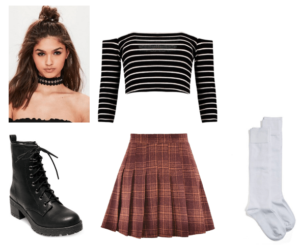 Cher and Lindsay inspired preppy-grunge look with plaid and stripes