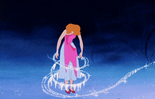 Cinderella gif transforming her from rags to riches.