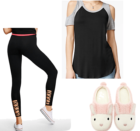 baseball t leggings bunny slippers