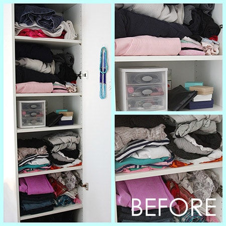 Closet before - messy