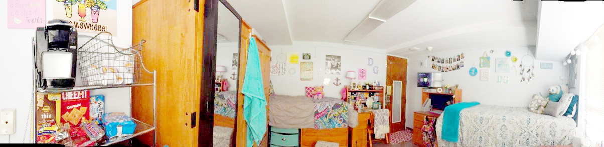 Colorful college dorm room