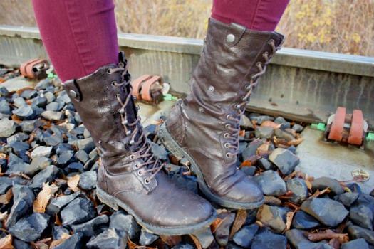College fashion trend lace up combat boots