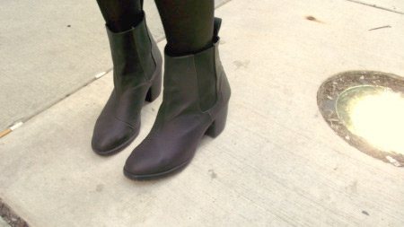 Cute mod boots on our Loyola University Chicago fashionista