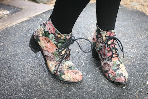 College shoe trend floral booties
