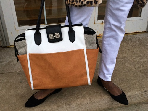 Colorblocked tote bag at DePauw University