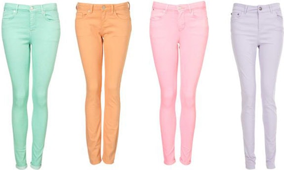 colored denim jeans