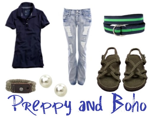 Preppy hippie outfit