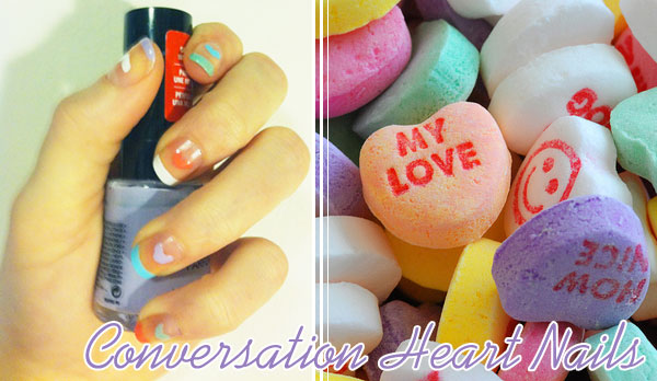 conversation heart nail design