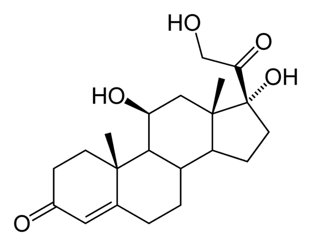 A 2D skeleton image of the hormone cortisol