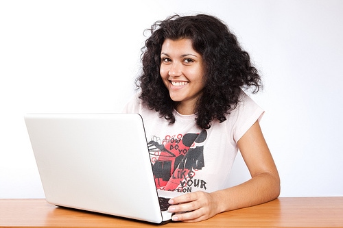 Girl writing a cover letter