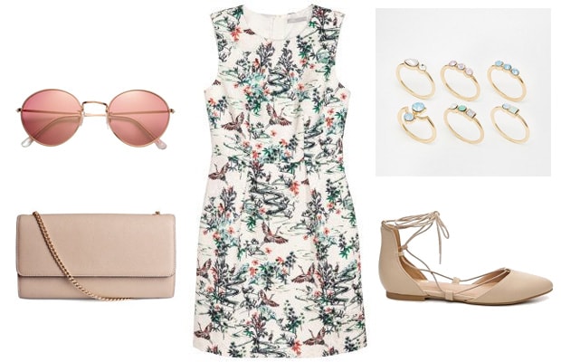 Crane print spring dress outfit