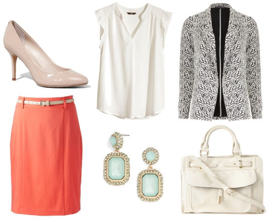 Creative interview printed blazer pink skirt