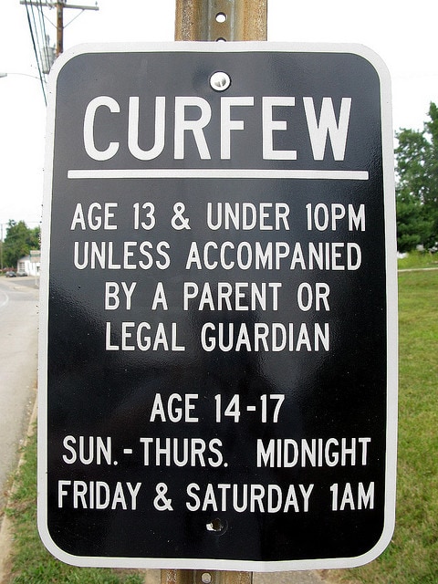 curfew sign