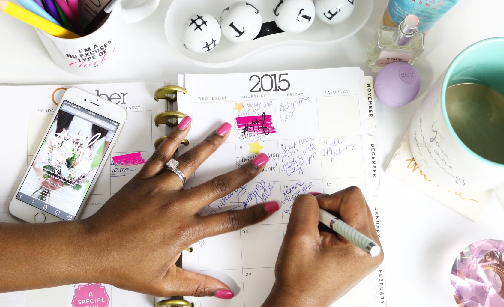 Student using a daily planner