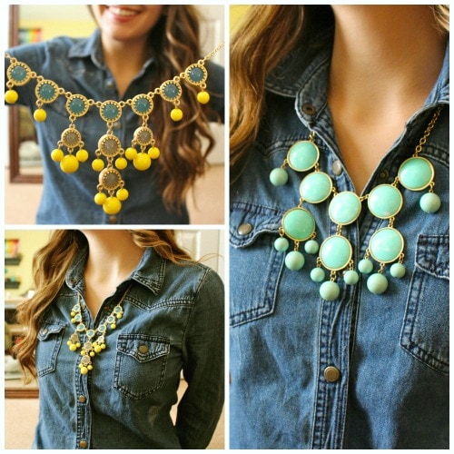 Denim shirt and statement necklace