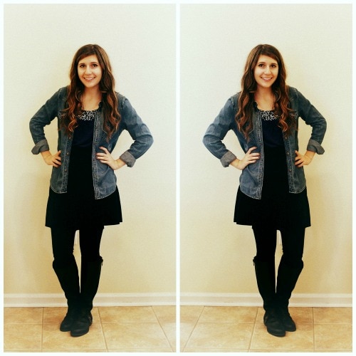 Denim shirt with dress