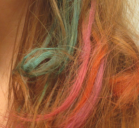 Close up of dip dye ends hairstyle