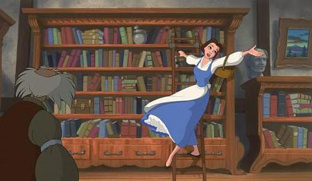 Walt Disney's Belle from Beauty and the Beast in the bookstore
