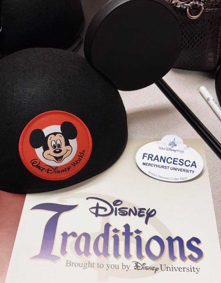 My name tag and Mickey hat from my Traditions class in Disney