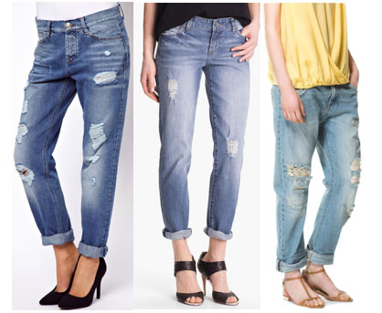 Distressed boyfriend jeans