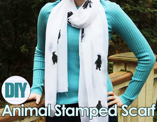 Diy animal stamped scarf