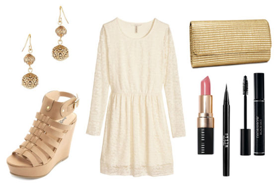 Dolce white lace dress wedge sandals