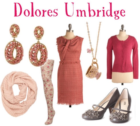 Outfit inspired by Dolores Umbridge's style in Harry Potter and the Deathly Hallows Part 1