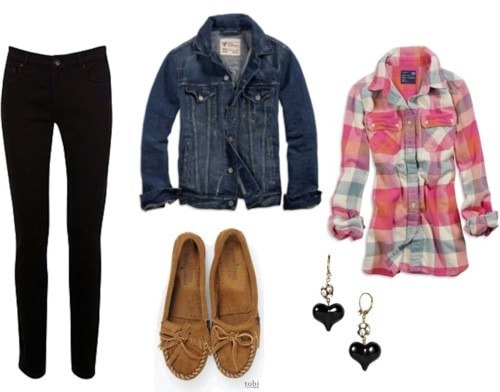 Double denim outfit - black jeans and a denim jacket