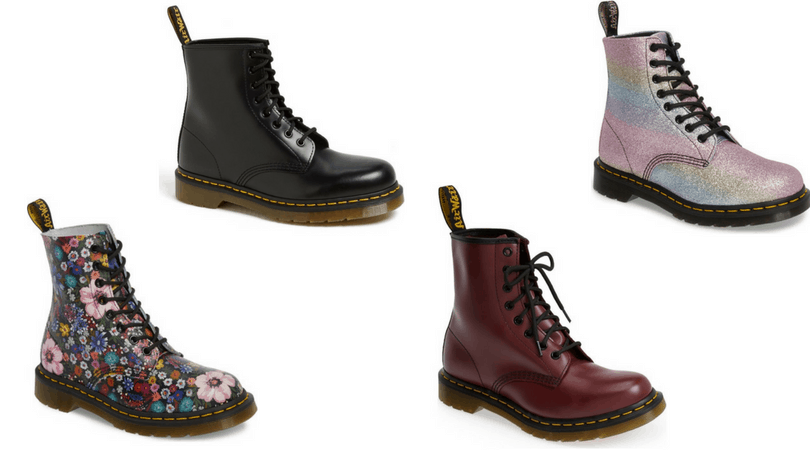 Edgy style 101: Dr. Martens boots in floral, black, cherry red, and holographic