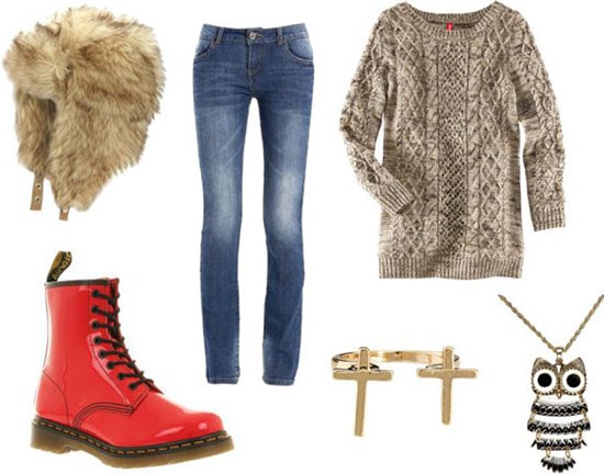 How to style Dr. Martens boots with jeans, a sweater, and fall accessories