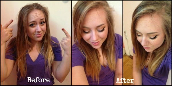 Dry shampoo before and after
