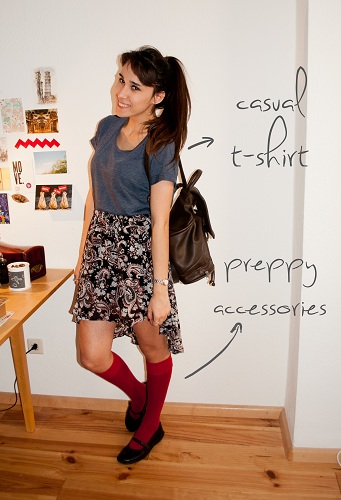 How to wear a high-low skirt: Casual