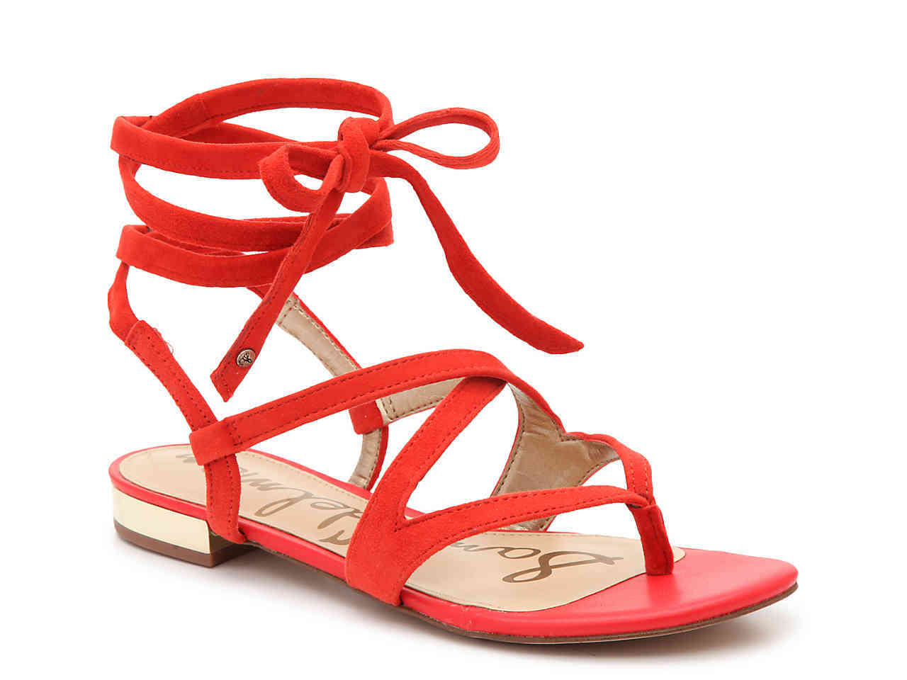 DSW red lace up sandals