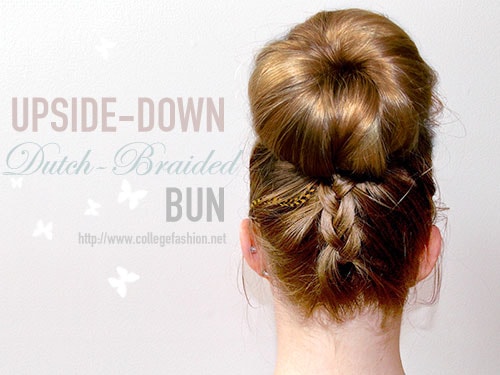 Upside-down dutch braided bun