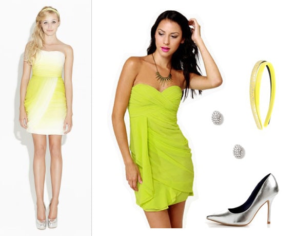 Erin Fetherston outfit 2: Lime green strapless dress
