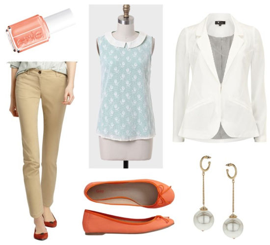 Essie resort khakis white blazer