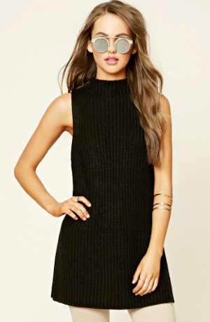 Forever 21 black sleeveless tunic sweater