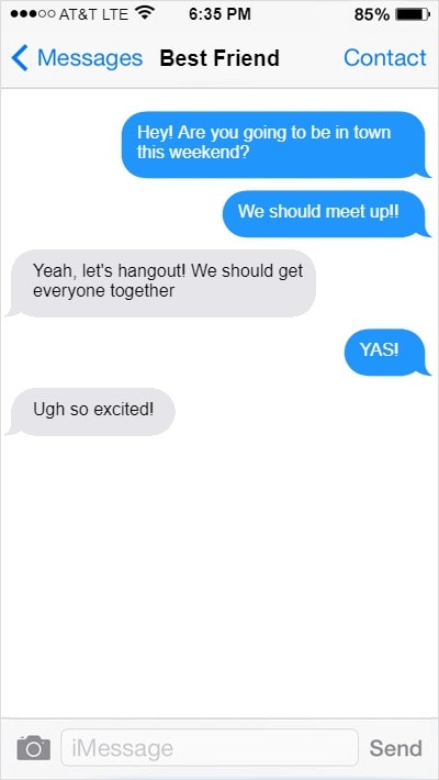 fake phone text - friend