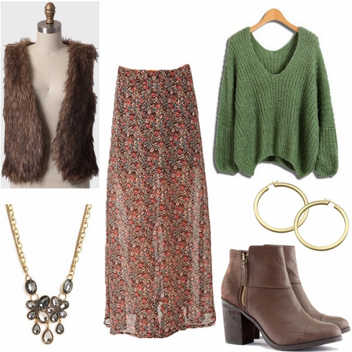 faux fur vest outfit